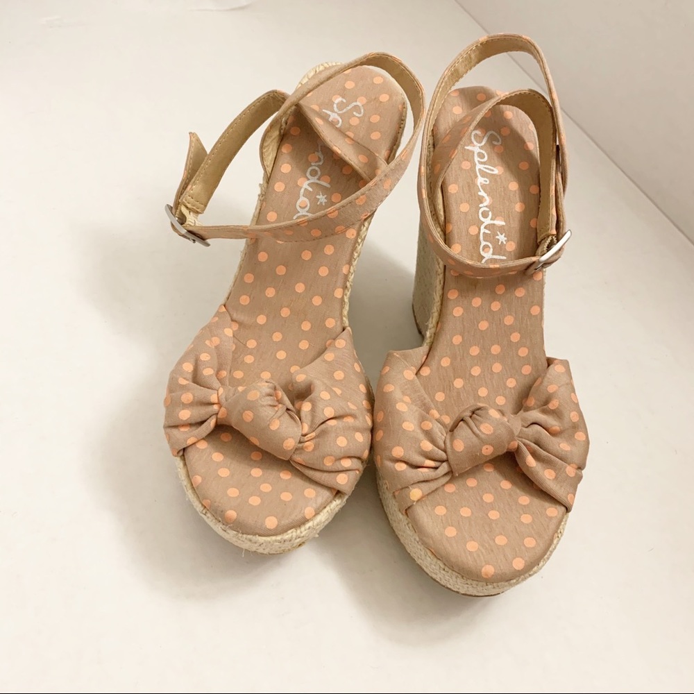 Splendid espadrilles wedges tan/peach bow sandals